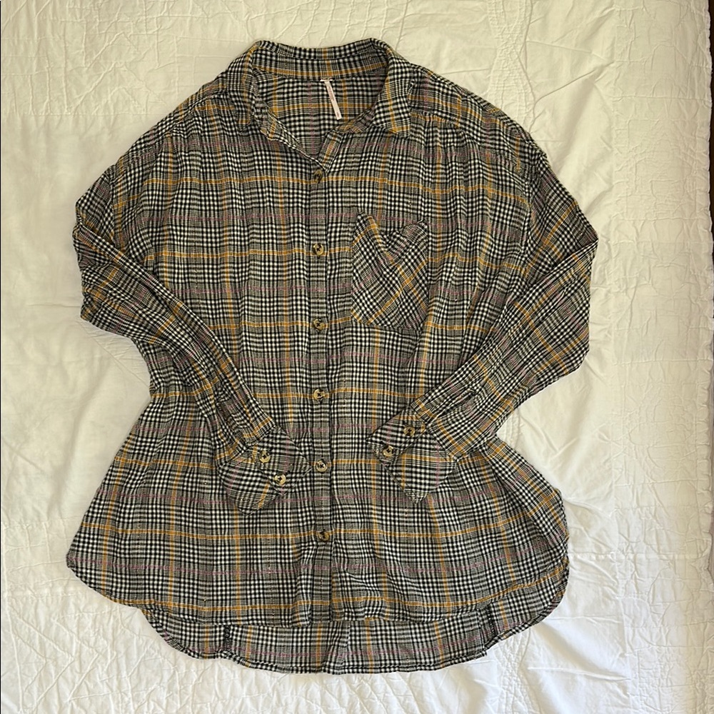 Free People Plaid Button-Up Shirt